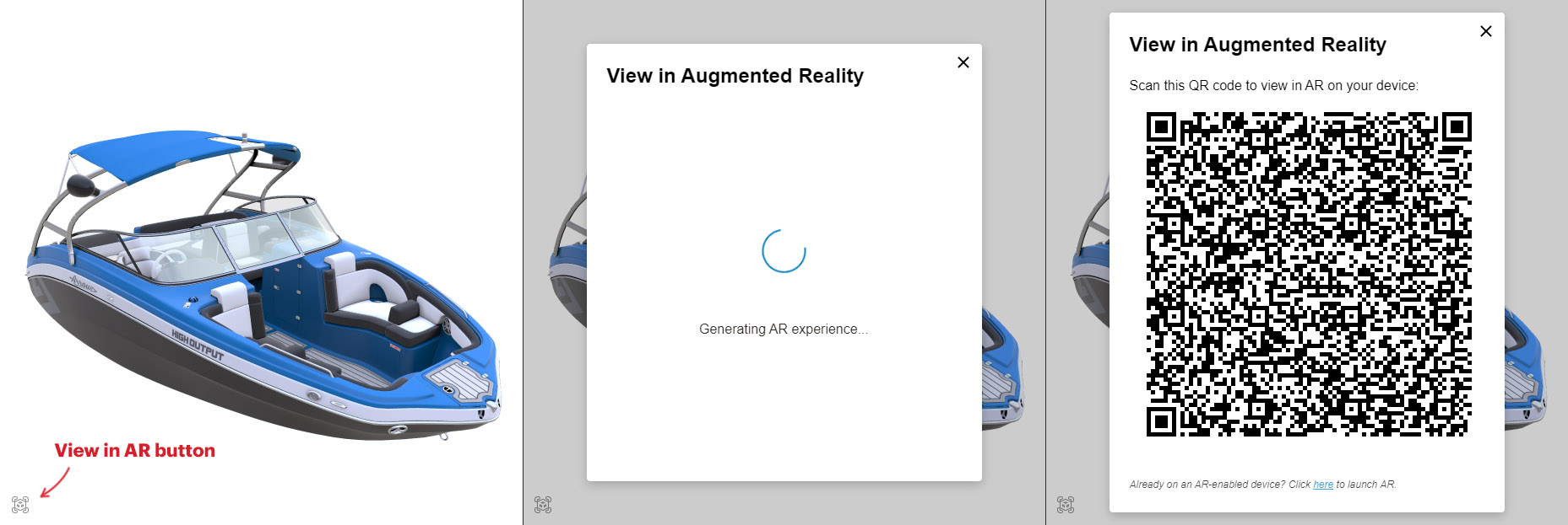 View in AR button within the Visual Component&#39;s Embedded UI